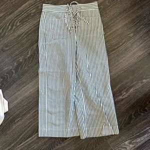 Madewell wide leg cropped striped pants